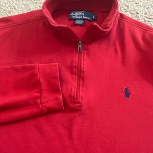 VTG Polo Ralph Lauren 1/4 Zip Pullover Sweatshirt Men’s Large Red Pony Logo